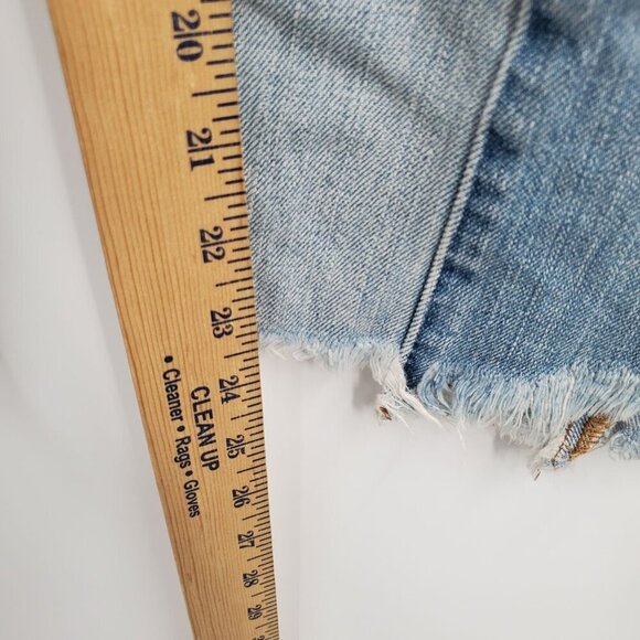 American Eagle Vintage Hi Rise Two Tone Frayed Hem Button Fly Jeans Women Size 8 - Picture 13 of 16